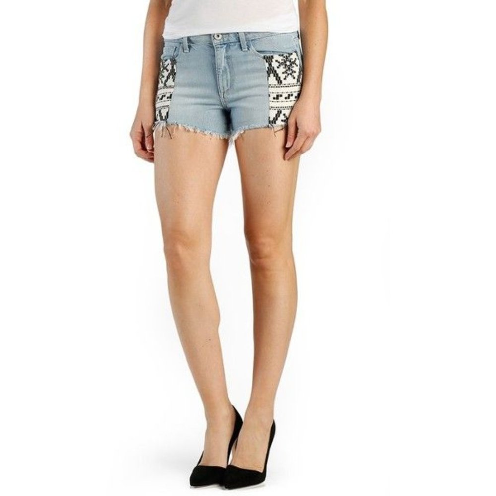 NWT Paige Denim Keira Shorts‎ Mayan Piecing Cut Off Frayed Hem